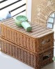 Wine Gift Wrapping Box With Lid Rectangular Woven Plastic Storage Basket For Household
