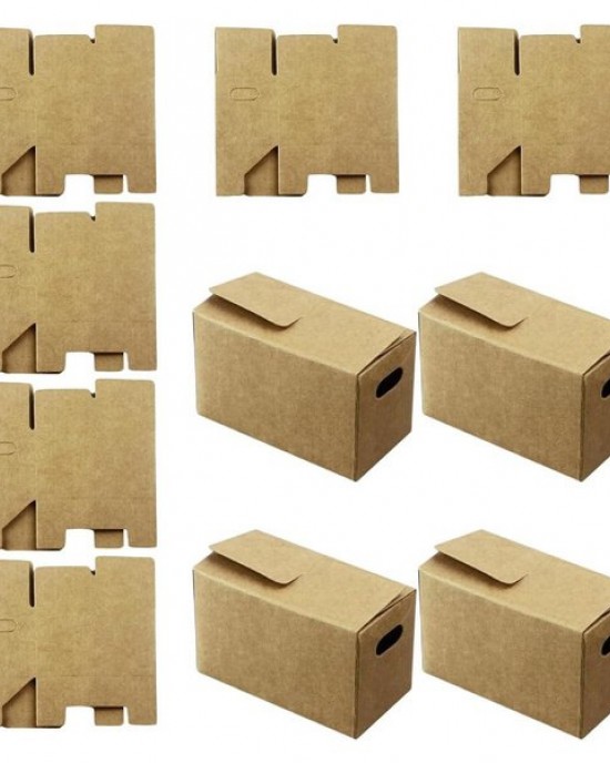 Pack of 6 Kraft Paper Miniature Boxes Easy to Assemble Small Item Storage Containers