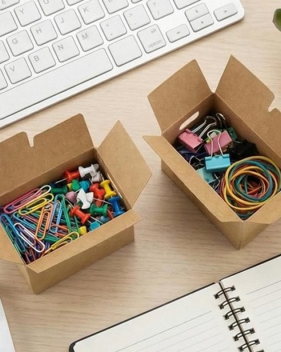 Pack of 6 Kraft Paper Miniature Boxes Easy to Assemble Small Item Storage Containers
