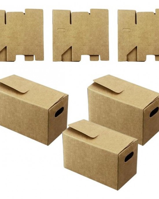 Pack of 6 Kraft Paper Miniature Boxes Easy to Assemble Small Item Storage Containers