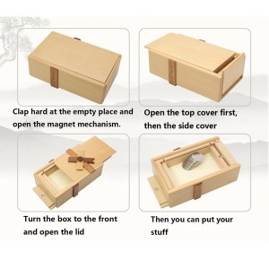 Wooden Money Box Collectible with Secret Compartments Painted Wooden Decorative Container