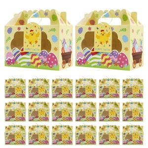12Pcs Easter Party Gift Packaging Box with Window View Boxes and Handles