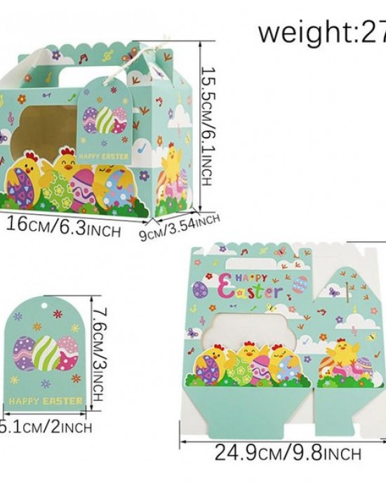 12Pcs Easter Party Gift Packaging Box with Window View Boxes and Handles