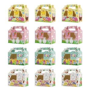 12Pcs Easter Party Gift Packaging Box with Window View Boxes and Handles