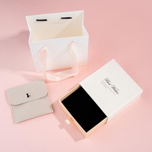 Elegant White Jewelry Storage Box Set with Velvet Pouches – Organizer for Earrings,