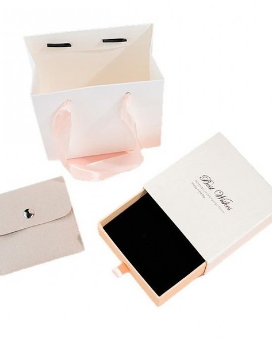 Elegant White Jewelry Storage Box Set with Velvet Pouches – Organizer for Earrings,