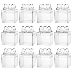 12Pcs Festival Candy Box Clear Plastic Party Treats Box For Gift Packaging