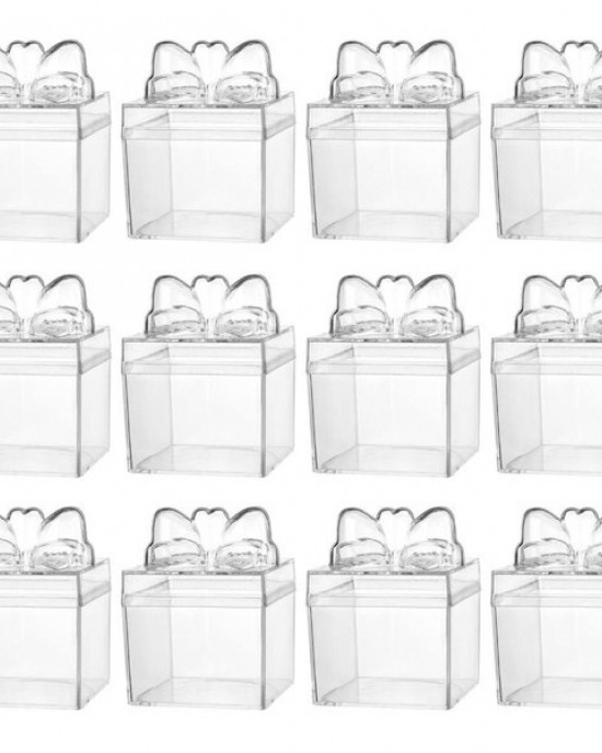 12Pcs Festival Candy Box Clear Plastic Party Treats Box For Gift Packaging