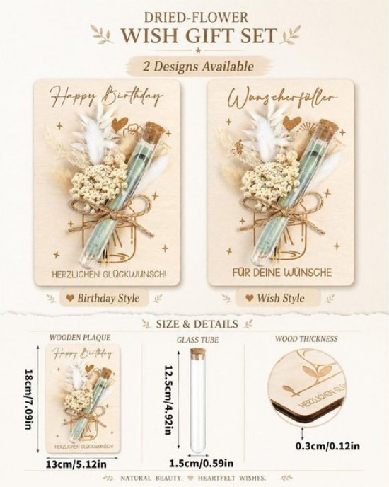 Unique Greeting Card Box With Dried Flower Gift for Birthdays With Money Tube