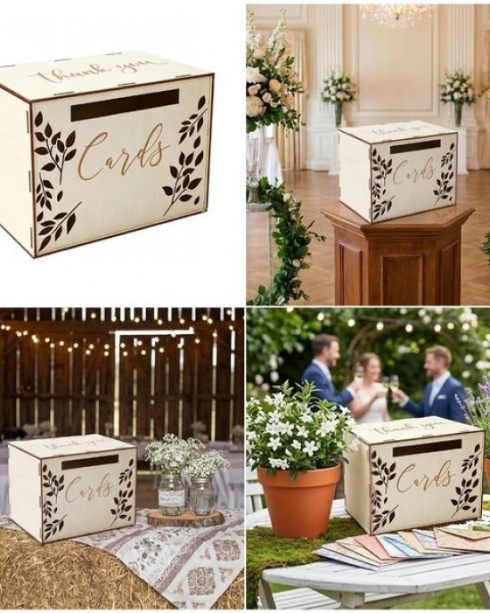 Elegant Wooden Wedding Card Holders Retro Style Decorative Storage Box For Party Decors