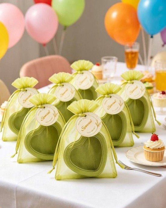 Heart Favor Boxes with Gift Bags and Label Cards for Weddings