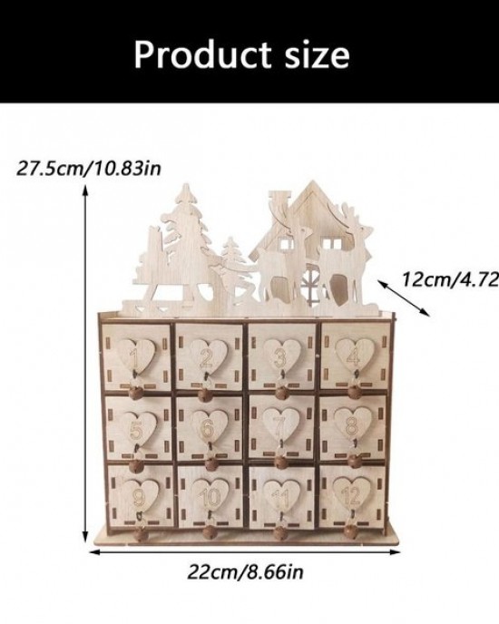 Holiday Advent Storage Box with Wooden Drawers for Small Gifts