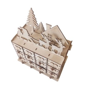 Holiday Advent Storage Box with Wooden Drawers for Small Gifts